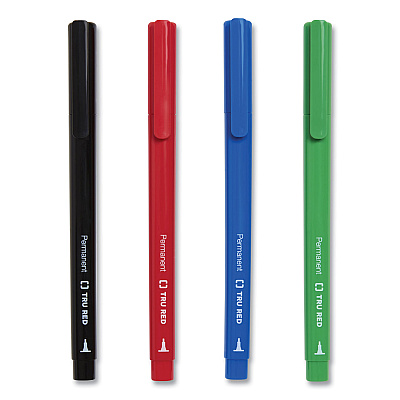 TRU RED Permanent Marker, Pen-Style, Extra-Fine Needle Tip, Assorted Colors, 5/Pack (TUD24376660)