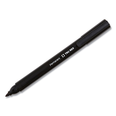 TRU RED Permanent Marker, Pen-Style, Fine Bullet Tip, Black, Dozen (TUD24376656)