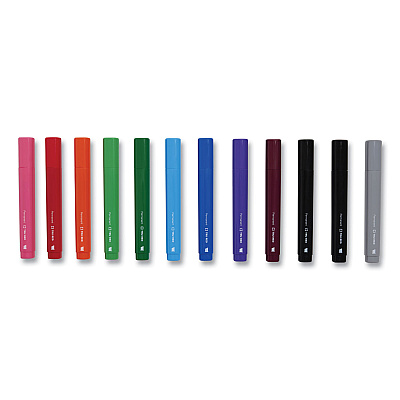 TRU RED Permanent Marker, Tank-Style, Medium Chisel Tip, Assorted Colors, 12/Pack (TUD24376662)