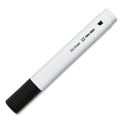 TRU RED Dry Erase Marker, Tank-Style, Medium Chisel Tip, Black, 4/Pack (TUD24376614)