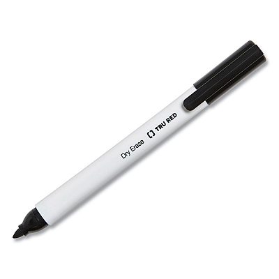TRU RED Dry Erase Marker, Pen-Style, Fine Bullet Tip, Black, 4/Pack (TUD24376609)