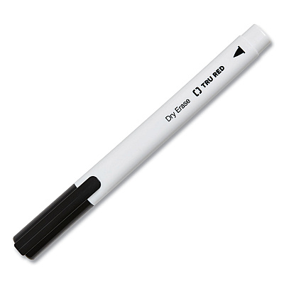 TRU RED Dry Erase Marker, Pen-Style, Fine Bullet Tip, Black, 4/Pack (TUD24376609)
