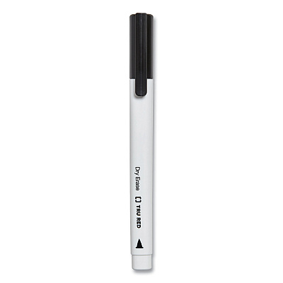 TRU RED Dry Erase Marker, Pen-Style, Fine Bullet Tip, Black, 4/Pack (TUD24376609)