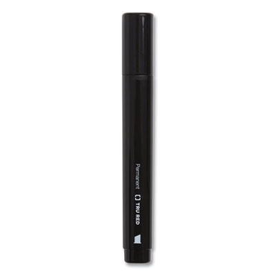 TRU RED Permanent Marker, Tank-Style, Medium Chisel Tip, Black, 36/Pack (TUD24376642)