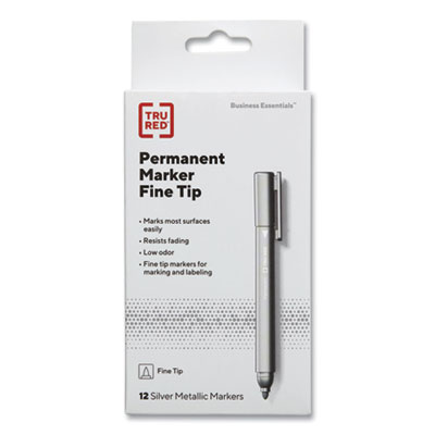 TRU RED Permanent Marker, Pen-Style, Extra-Fine Needle Tip, Black, 36/Pack (TUD24376653)