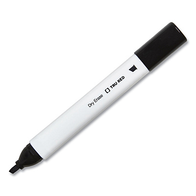TRU RED Dry Erase Marker, Tank-Style, Medium Chisel Tip, Black, Dozen (TUD24376603)