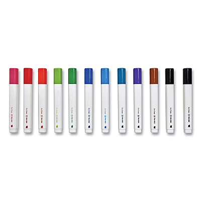 TRU RED Dry Erase Marker, Tank-Style, Medium Chisel Tip, Assorted Colors, 12/Pack (TUD24376599)