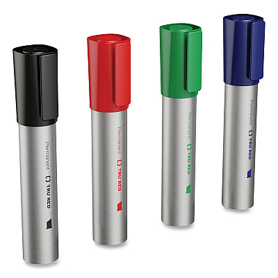 TRU RED XL Permanent Marker, Extra-Broad Chisel Tip, Assorted Colors, 4/Pack (TUD24398949)