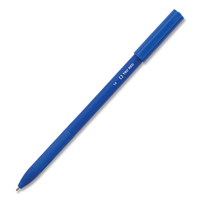 TRU RED Gripped Ballpoint Pen, Stick, Medium 1 mm, Blue Ink, Blue Barrel, Dozen (TUD24328145)