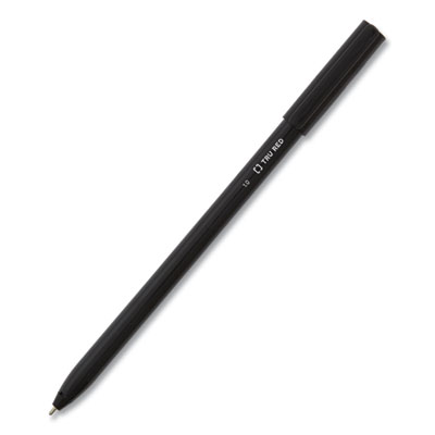 TRU RED Ballpoint Pen, Stick, Medium 1 mm, Black Ink, Black Barrel, Dozen (TUD24328149)