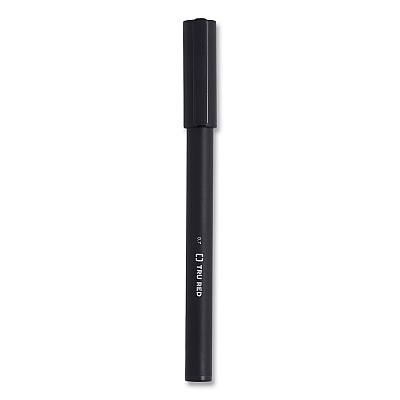 TRU RED Quick Dry Gel Pen, Retractable, Medium 0.7 mm, Black Ink, Black Barrel, 5/Pack (TUD24377035)