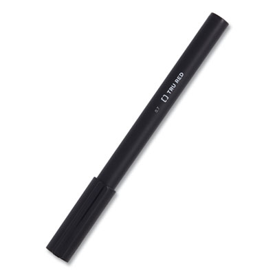 TRU RED Quick Dry Gel Pen, Stick, Medium 0.7 mm, Black Ink, Black Barrel, Dozen (TUD24377020)