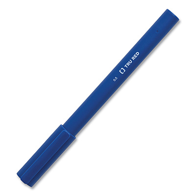 TRU RED Quick Dry Gel Pen, Stick, Fine 0.5 mm, Blue Ink, Blue Barrel, Dozen (TUD24377023)