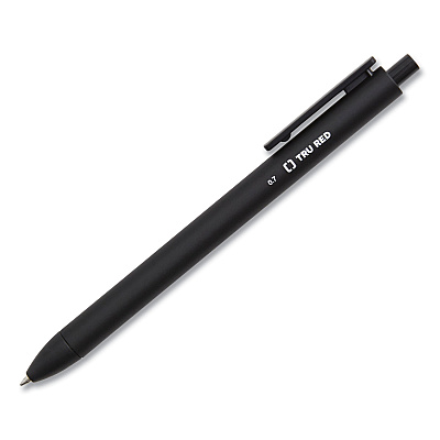 TRU RED Quick Dry Gel Pen, Retractable, Medium 0.7 mm, Black Ink, Black Barrel, Dozen (TUD24377026)