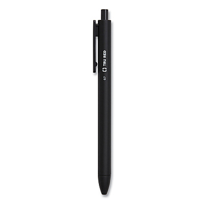 TRU RED Quick Dry Gel Pen, Retractable, Medium 0.7 mm, Black Ink, Black Barrel, Dozen (TUD24377026)