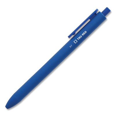 TRU RED Quick Dry Gel Pen, Retractable, Medium 0.7 mm, Blue Ink, Blue Barrel, Dozen (TUD24377029)
