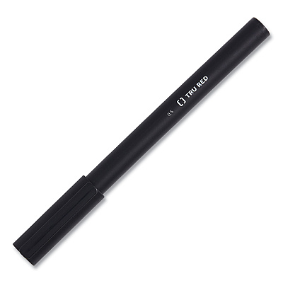 TRU RED Quick Dry Gel Pen, Stick, Fine 0.5 mm, Black Ink, Black Barrel, Dozen (TUD24377030)