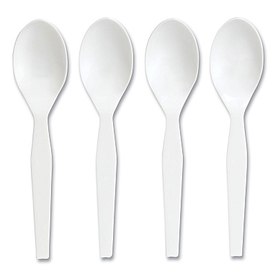 Perk Mediumweight Plastic Cutlery, Teaspoon, White, 300/Pack (PRK24391001)