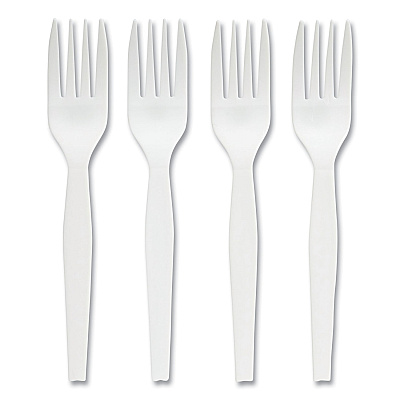 Perk Eco-ID Mediumweight Compostable Cutlery, Fork, White, 300/Pack (PRK24394114)