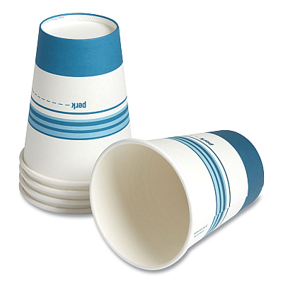 Perk Paper Hot Cups, 12 oz, White/Blue, 50/Pack (PRK24375253)