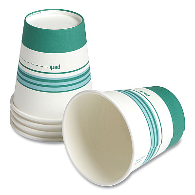Perk Paper Hot Cups, 10 oz, White/Teal, 50/Pack (PRK24375259)