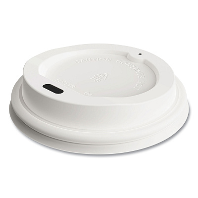 Perk Plastic Hot Cup Lids, Fits 8 oz Cups, White, 50/Pack (PRK24375268)