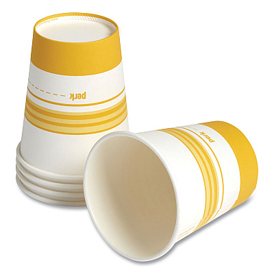 Perk Paper Hot Cups, 16 oz, White/Orange, 50/Pack (PRK24375266)