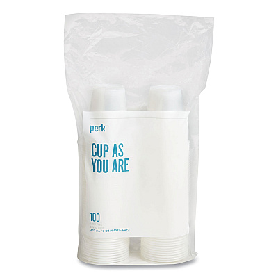 Perk Plastic Cold Cups, 7 oz, Clear, 100/Pack (PRK24393963)