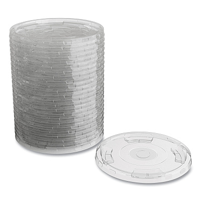 Perk Compostable Straw Slot Plastic Cold Cup Lids, Fits 12 oz, 16 oz Cold Cups, Clear, 500/Pack (PRK24394125)