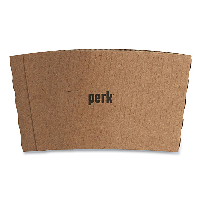 Perk Paper Hot Cup Sleeves, Fits 10, 12, 16 oz Cups, Brown, 500/Pack (PRK24394122)