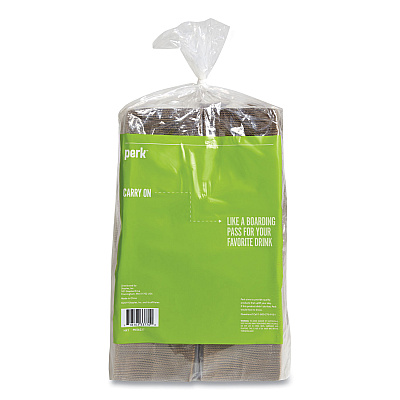 Perk Paper Hot Cup Sleeves, Fits 10, 12, 16 oz Cups, Brown, 500/Pack (PRK24394122)