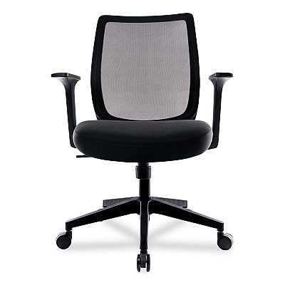 Union & Scale Essentials Mesh Back Fabric Task Chair with Arms, Supports Up to 275 lb, Black Fabric Seat, Black Mesh Back, Black Base (UOS24398920)