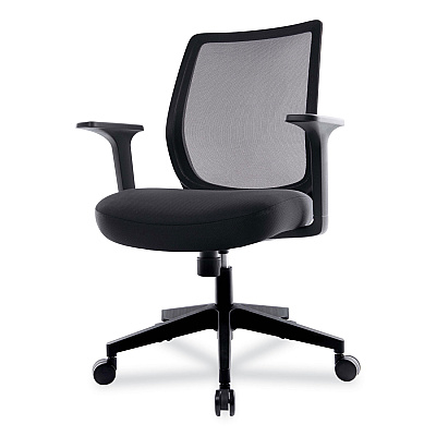 Union & Scale Essentials Mesh Back Fabric Task Chair with Arms, Supports Up to 275 lb, Black Fabric Seat, Black Mesh Back, Black Base (UOS24398920)