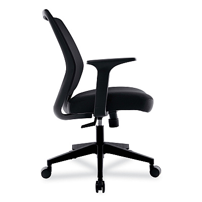 Union & Scale Essentials Mesh Back Fabric Task Chair with Arms, Supports Up to 275 lb, Black Fabric Seat, Black Mesh Back, Black Base (UOS24398920)