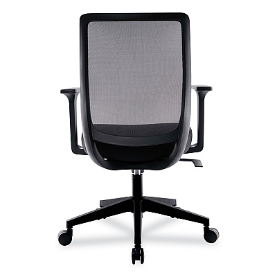 Union & Scale Essentials Mesh Back Fabric Task Chair with Arms, Supports Up to 275 lb, Black Fabric Seat, Black Mesh Back, Black Base (UOS24398920)
