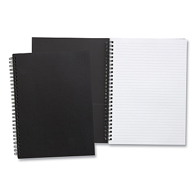 TRU RED Wirebound Soft-Cover Business-Meeting Journal, 1-Subject, Meeting-Minutes/Notes Format, Black Cover, (80) 9.5 x 6.5 Sheets (TUD24377308)