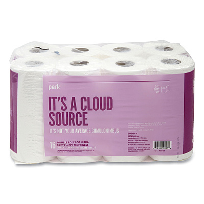 Perk Ultra Soft 2-Ply Standard Toilet Paper, Septic Safe, White, 154 Sheets/Roll, 16 Rolls/Pack (PRK24380330)