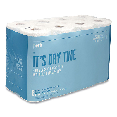 Perk Choose-A-Size Kitchen Roll Paper Towels, 2-Ply, 5.9 x 11, White, 116 Sheets/Roll, 8 Rolls/Pack (PRK24380329)