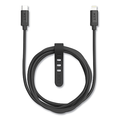 NXT Technologies Braided Apple Lightning Cable to USB-C Cable, 6 ft, Black (NXT24411019)