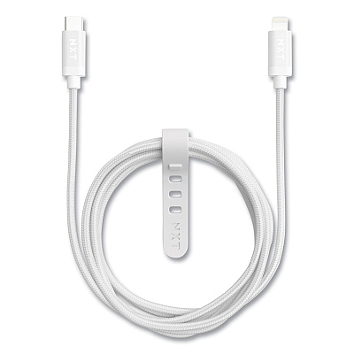 NXT Technologies Braided Apple Lightning Cable to USB-C Cable, 6 ft, White (NXT24411020)