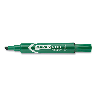 Avery MARKS A LOT Regular Desk-Style Permanent Marker, Broad Chisel Tip, Green, Dozen (7885) (AVE07885)