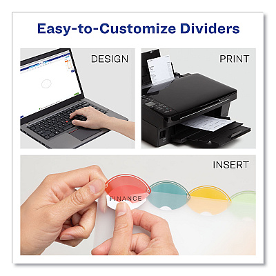Avery Insertable Style Edge Tab Plastic Dividers, 7-Hole Punched, 5-Tab, 8.5 x 5.5, Translucent, 1 Set (AVE11118)