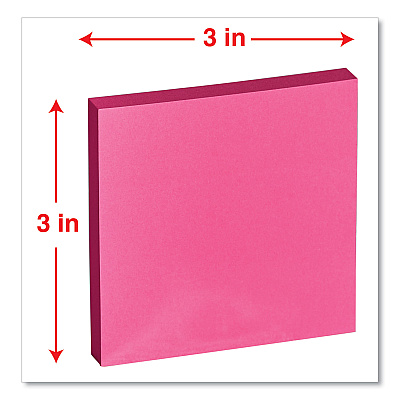 Universal Fan-Folded Self-Stick Pop-Up Note Pads, 3" x 3", Assorted Bright Colors, 100 Sheets/Pad, 12 Pads/Pack (UNV35611)