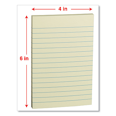 Universal Self-Stick Note Pads, Note Ruled, 4" x 6", Assorted Pastel Colors, 100 Sheets/Pad, 5 Pads/Pack (UNV35616)