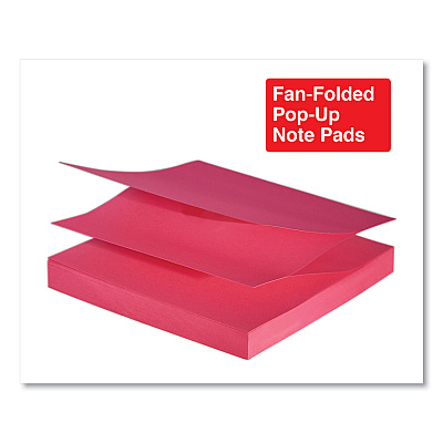 Universal Fan-Folded Self-Stick Pop-Up Note Pads, 3" x 3", Assorted Bright Colors, 100 Sheets/Pad, 12 Pads/Pack (UNV35611)