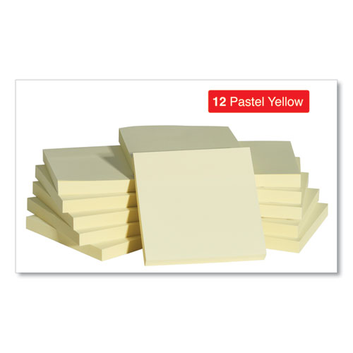 Universal Self-Stick Note Pads, 3" x 3", Yellow, 100 Sheets/Pad, 12 Pads/Pack (35668)