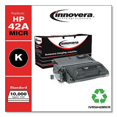 Innovera Remanufactured Black MICR Toner, Replacement for 42AM (Q5942AM), 10,000 Page-Yield (IVR5942MICR)
