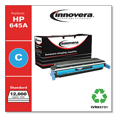 Innovera Remanufactured Cyan Toner, Replacement for 645A (C9731A), 12,000 Page-Yield (IVR83731)