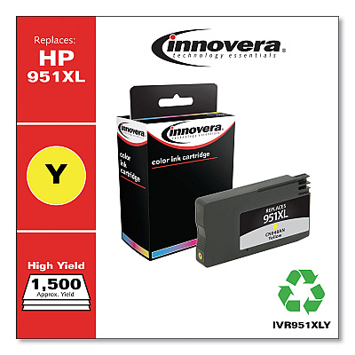 Innovera Remanufactured Yellow High-Yield Ink, Replacement for 951XL (CN048AN), 1,500 Page-Yield (IVR951XLY)