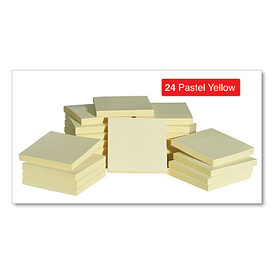 Universal Self-Stick Note Pad Cabinet Pack, 3" x 3", Yellow, 90 Sheets/Pad, 24 Pads/Pack (UNV35693)